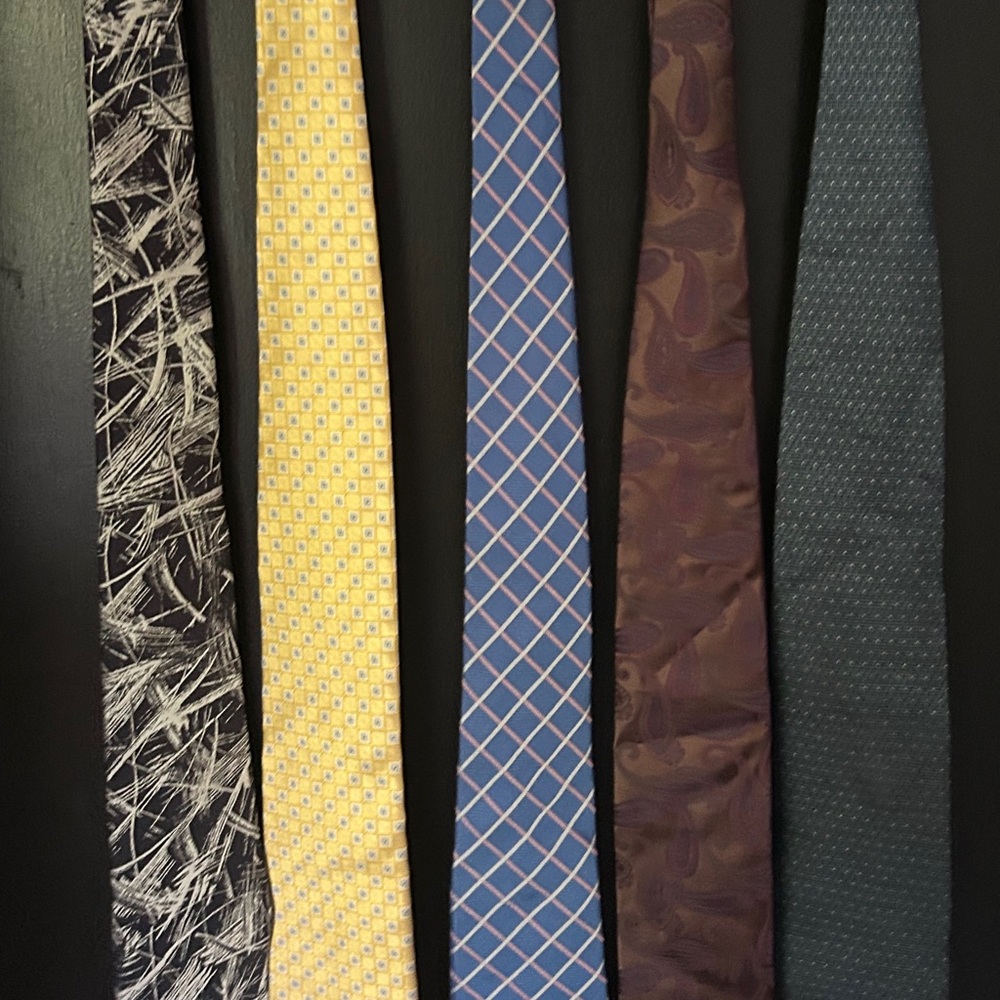 Elegant Men's Tie Set - Black, Yellow, Blue, Brown, Gray